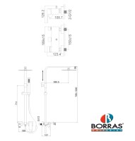 MEDIDAS COLUMNA MONOMANDO BAÑO-DUCHA CAT BORRAS